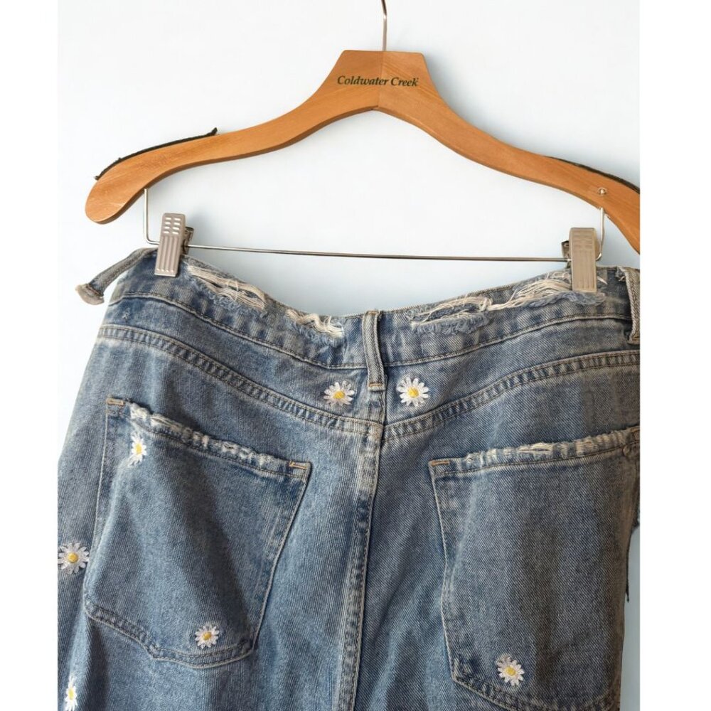 Mica Daisy Embroidered Wide Leg Jeans High Rise Denim Pants Size 32 - Picture 5 of 8